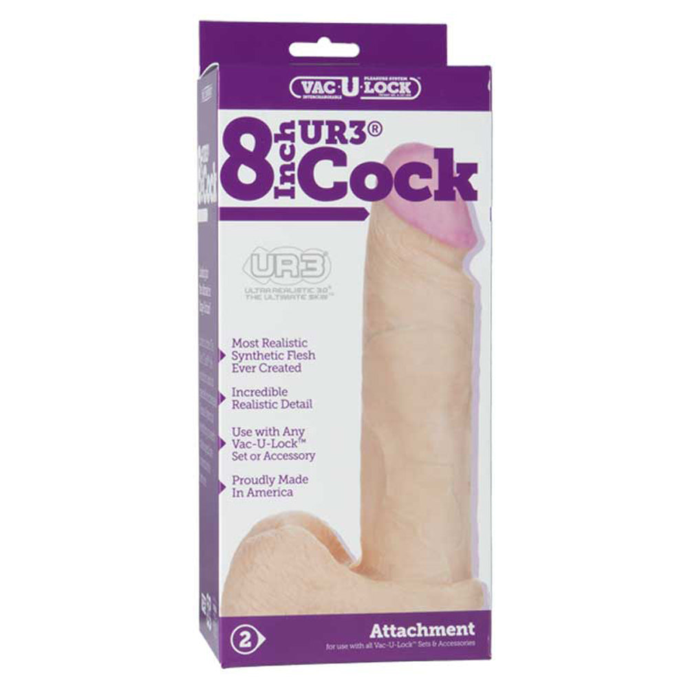 Doc Johnson Vac-U-Lock 8in UR3 Cock White