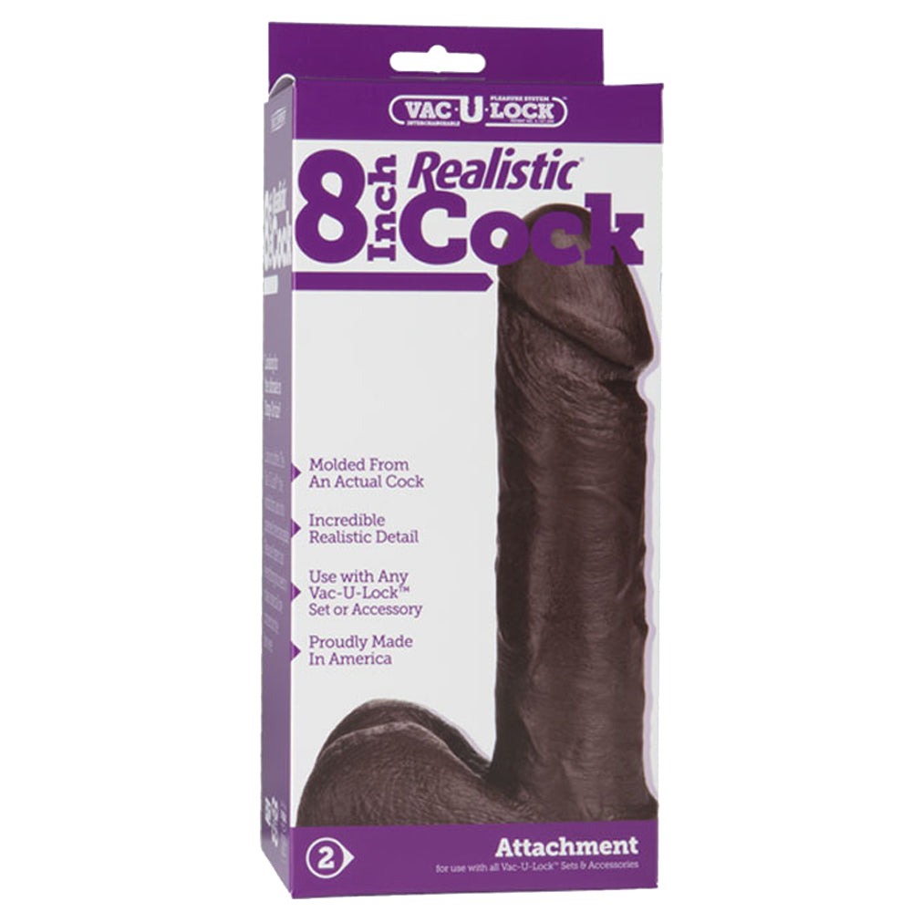 Doc Johnson Vac-U-Lock 8 Inch Realistic Cock Black