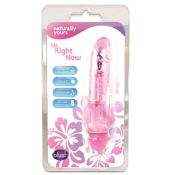 Blush Novelties Naturally Yours Mr. Right Now Vibrating Dildo Pink
