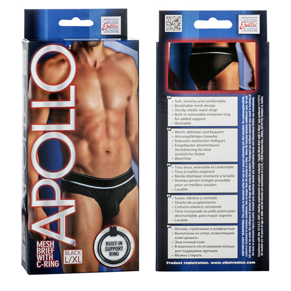 California Exotic Apollo Mesh Brief with C-Ring - L/XL - Black
