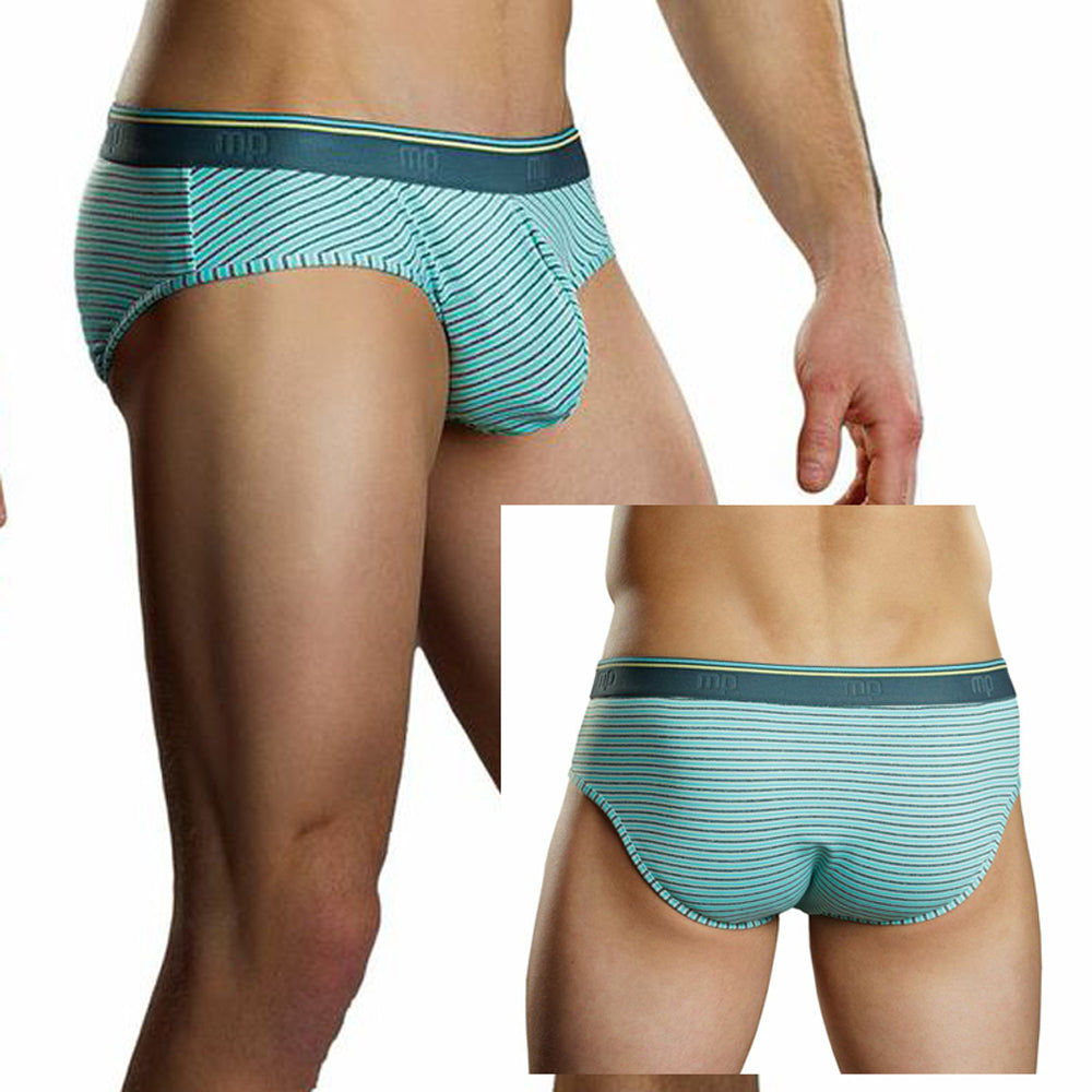 Male Power Heather Stripe Lo Rise Bikini Mint Large