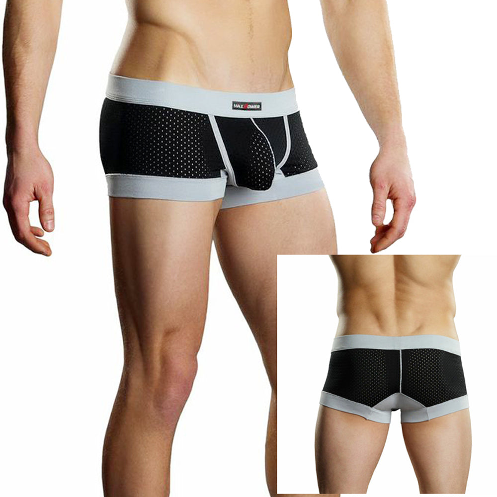 Male Power Athletic Mesh Sport Mini Short Black Small