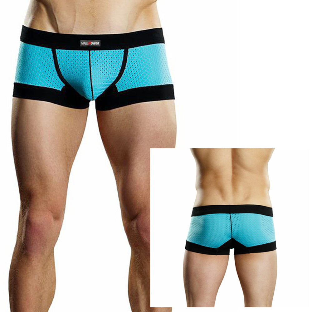 Male Power Athletic Mesh Sport Mini Short Turq Small