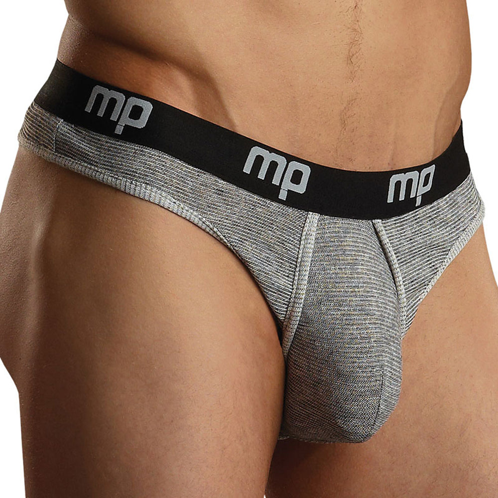 Male Power Heather Stripe Lo Rise Enhancer Grey XL
