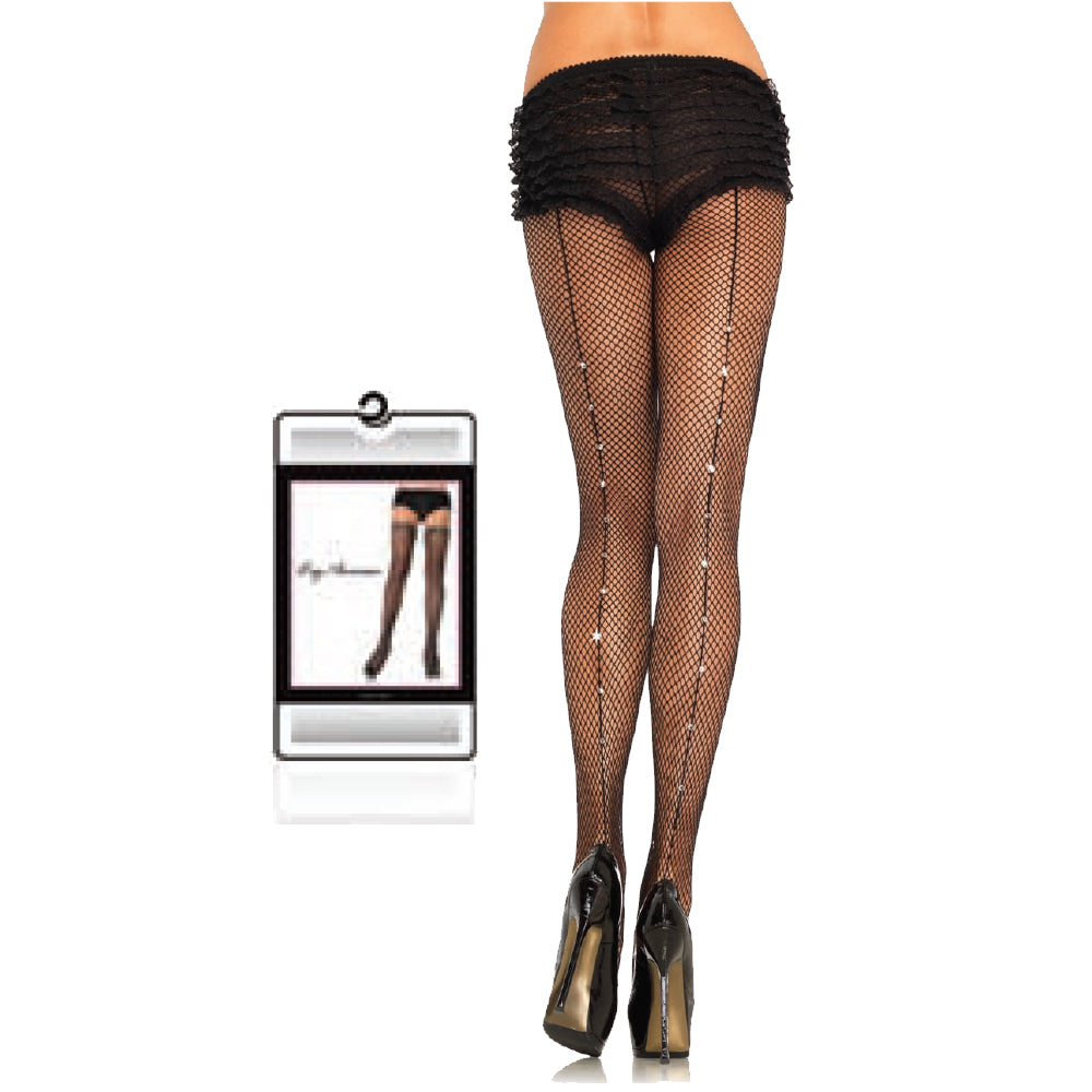 Rhinestone Backseam Fshnt Pantyhose O/S