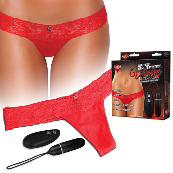Hustler Vibrating Panty with Wireless Remote Control Red S/M