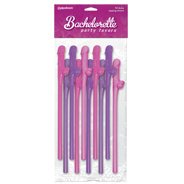Pipe Dreams Bachelorette Party Favors Dicky Sipping Straws Pink/Purple 10pc.