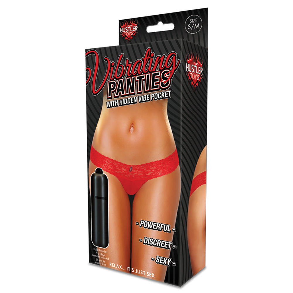 Hustler Vib Lace Thong Red S/M