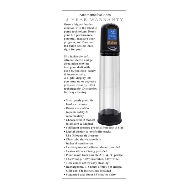 Adam & Eve Adam's Rechargeable Penis Pump - Black