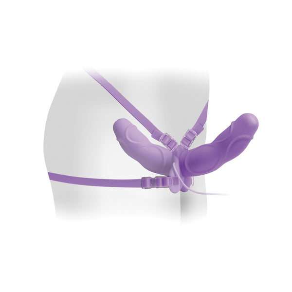 Fetish Fantasy Elite Vibrating Double Delight Strap-on - Purple