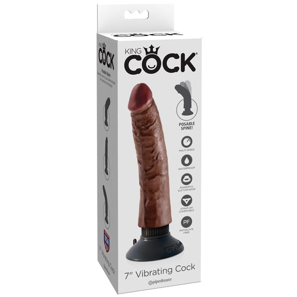 King Cock 7-Inch Vibrating Cock - Brown
