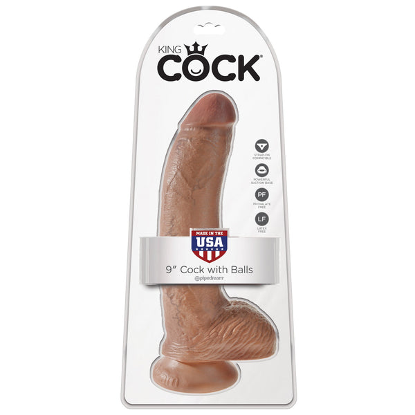 King Cock  9" Cock With Balls - Tan