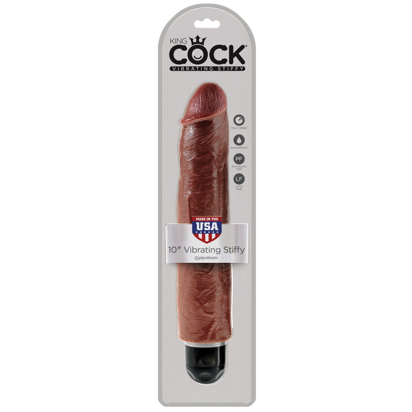 King Cock 10" Vibrating Stiffy Brown