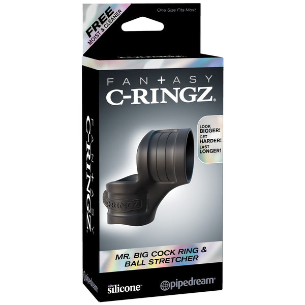 Fantasy C-Ring Mr Big Cock Ring and Ball Stretcher - Black