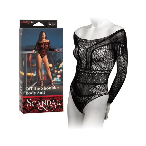 Scandal Off the Shoulder Body Suit - One Size - Black