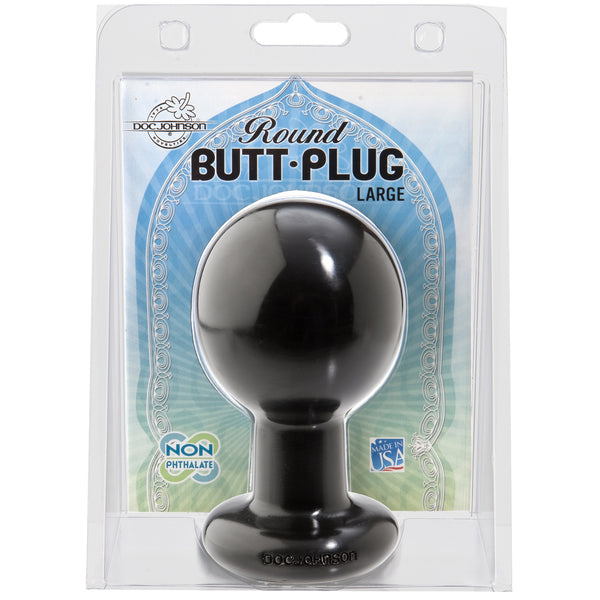 Round Butt Plug Large - Black