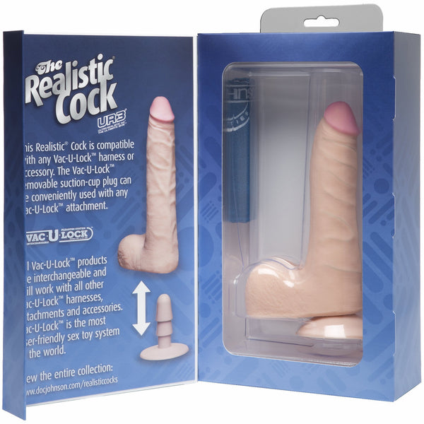 Realistic 7 inch Ultraskyn UR3 Slim Cock w/Balls - White