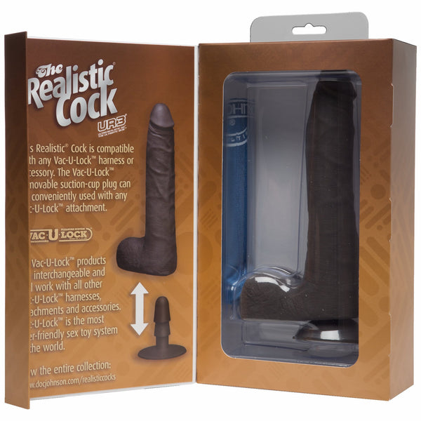 Realistic Cock Ultraskyn UR3 9 inch Slim with Balls Black