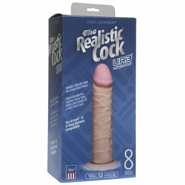 Realistic Cock Ultraskyn UR3 8 inch with out Balls White