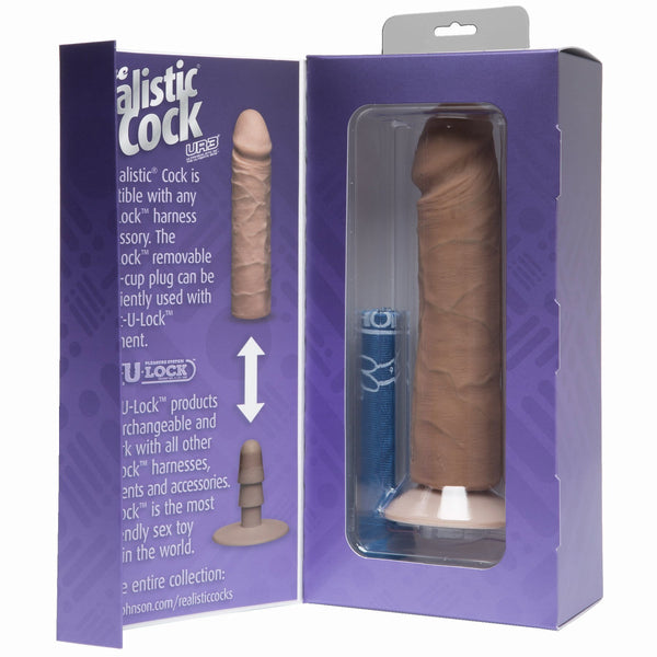 Realistic Cock Ultraskyn UR3 8 inch with out Balls Brown