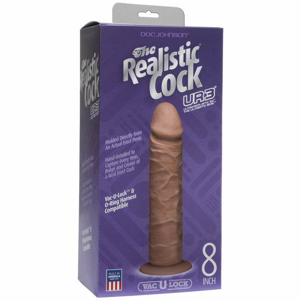Realistic Cock Ultraskyn UR3 8 inch with out Balls Brown