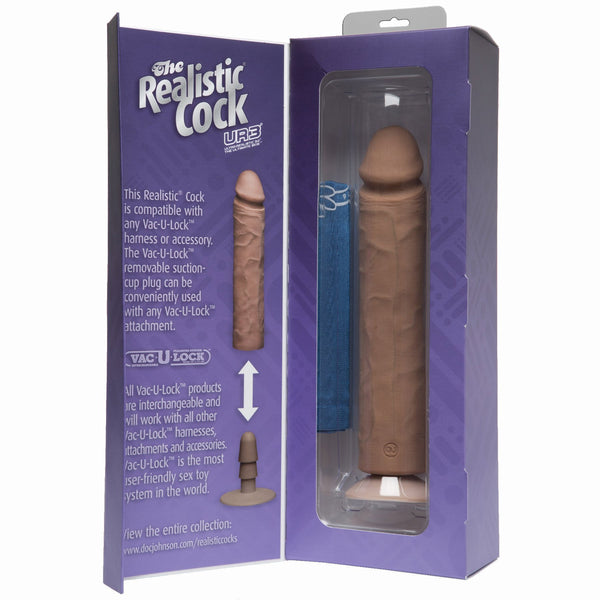 Realistic Cock Ultraskyn UR3 10 inch with out Balls Brown