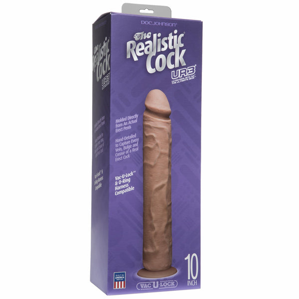 Realistic Cock Ultraskyn UR3 10 inch with out Balls Brown