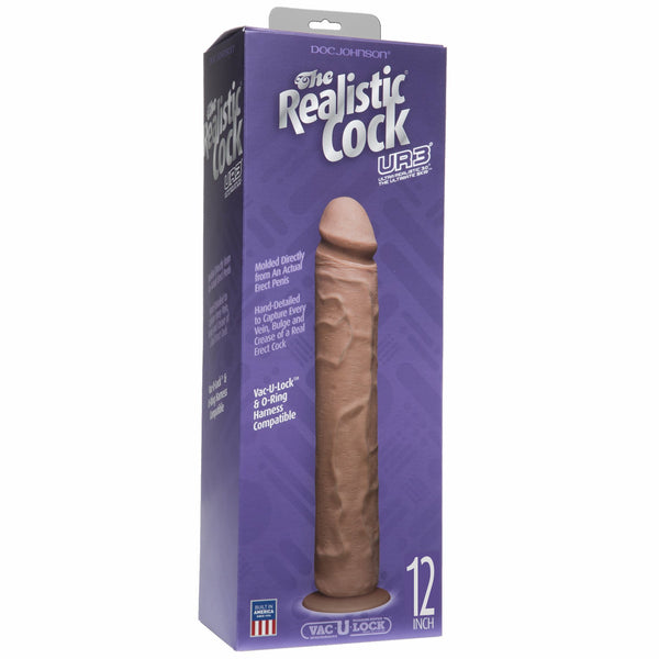 Realistic Cock Ultraskyn UR3 12 inch with out Balls Brown
