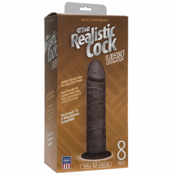 Realistic Cock Ultraskyn UR3 8 inch with out Balls Black