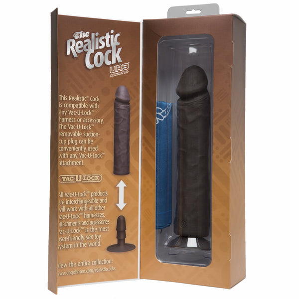Realistic Cock Ultraskyn UR3 10 inch with out Balls Black