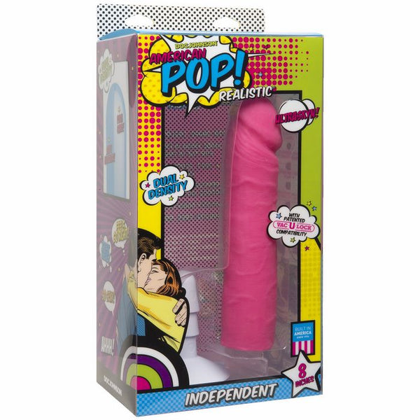 American Pop Independent Ultraskyn 8 inch Dildo w/Suction Cup - Pink