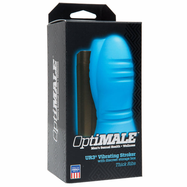 OptiMale Vibrating Stroker w/Thick Ribs - Blue