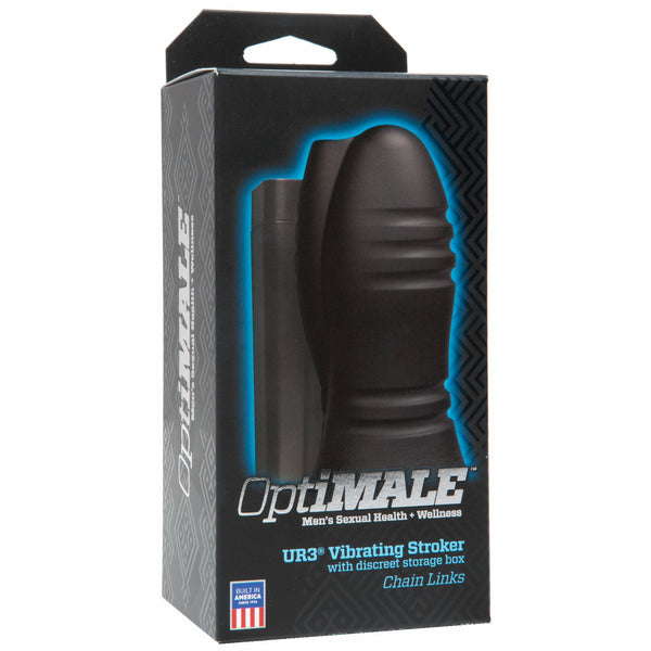 OptiMale Ultraskyn Vibrating Stroker w/Chain Links - Black