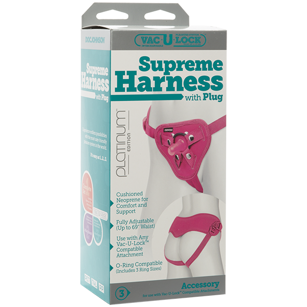 Vac-U-Lock - Supreme Harness with Plug Pink