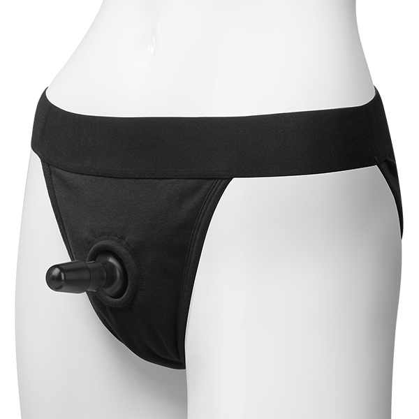 Vac-U-Lock Panty Harness w/Plug Full Back L/XL - Black