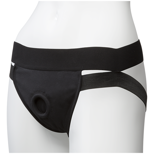 Vac-U-Lock Panty Harness w/Plug Dual Strap L/XL - Black