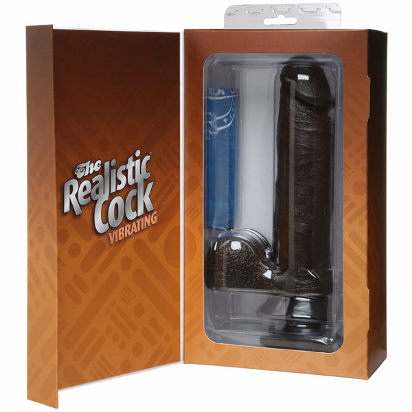 Realistic Cock - Vibrating - 8 inch Black