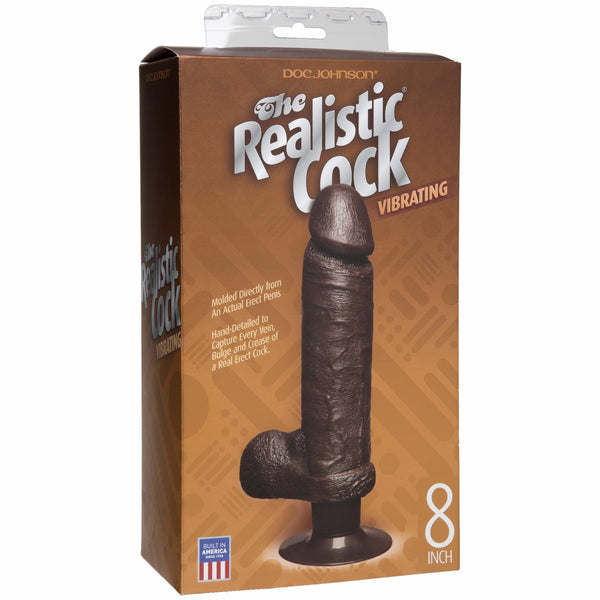 Realistic Cock - Vibrating - 8 inch Black