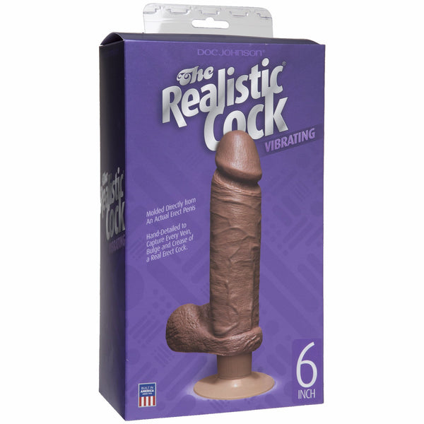 Realistic Cock - Vibrating - 6 inch Brown