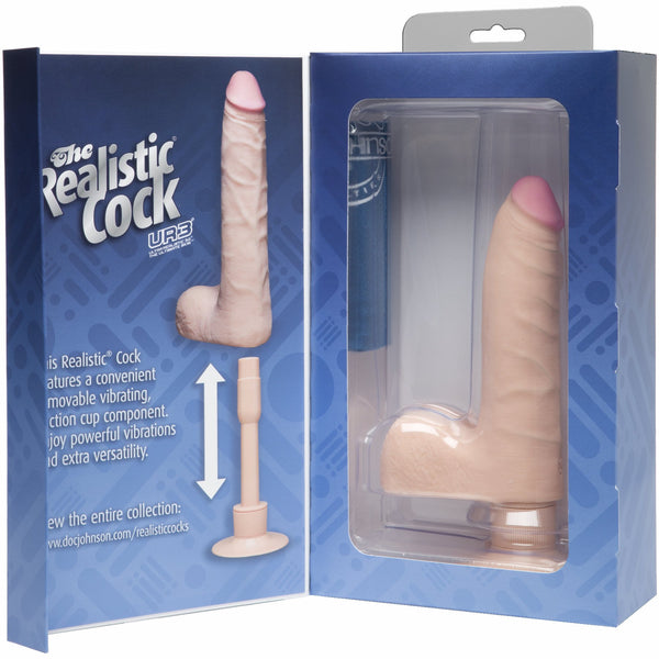 Realistic Cock Vib 7 inch Slim with Balls White