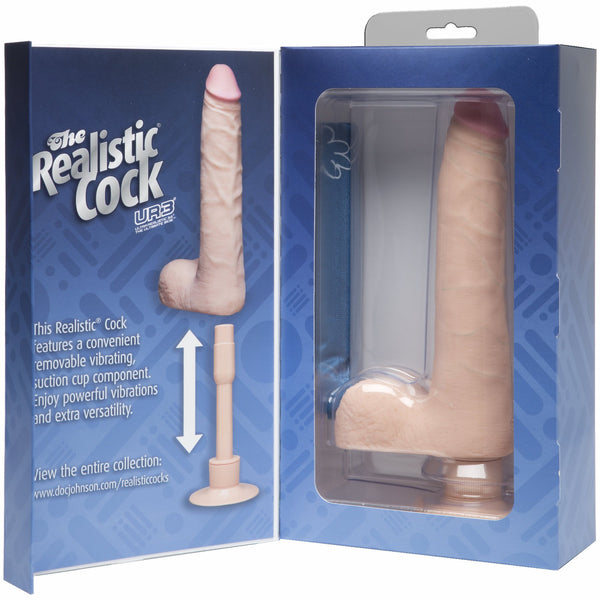 Realistic Cock Vib 9 inch Slim with Balls White