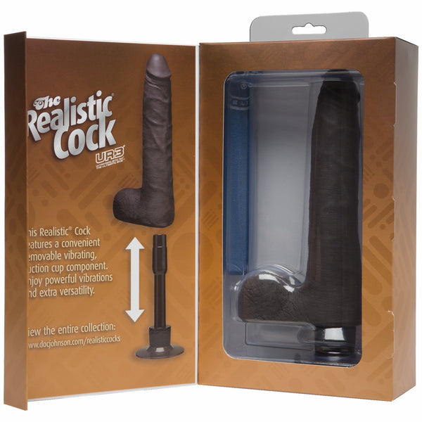 Realistic Cock Vib 9 inch Slim with Balls Black