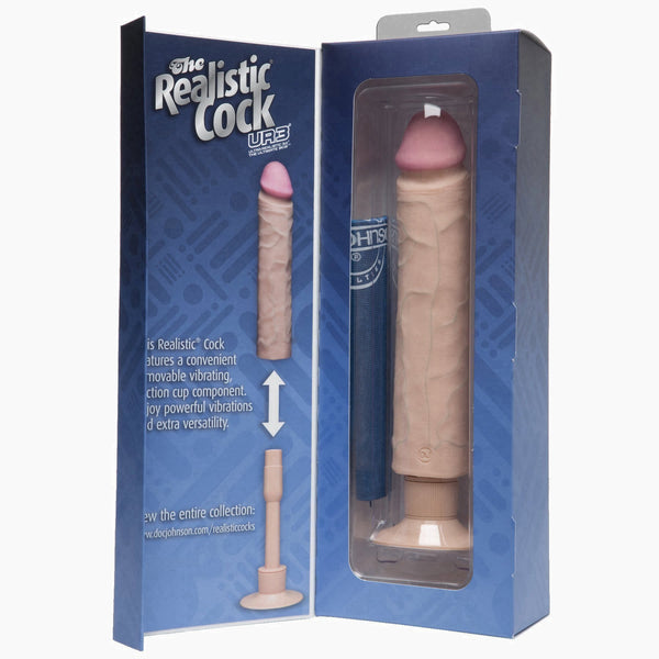 Realistic Cock Vib 10 inch with out Balls White
