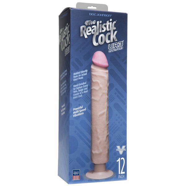 Realistic Cock Vib 12 inch with out Balls White