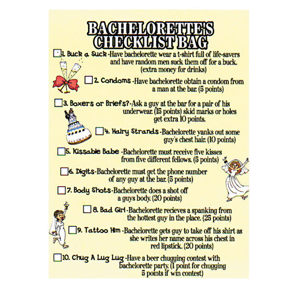 Bachelorettes Checklist Gift Bag