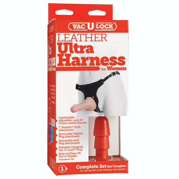 Doc Johnson Vac-U-Lock Leather Ultra Harness For Wmn