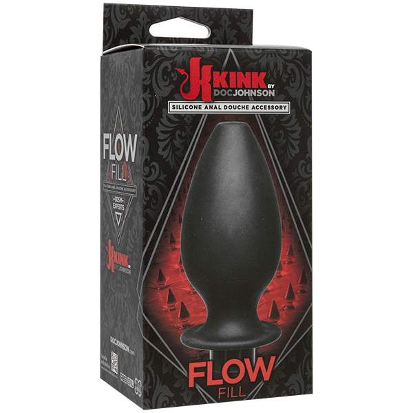 Kink Flow Silicone Anal Douche Accessory Full Flush Out - Black