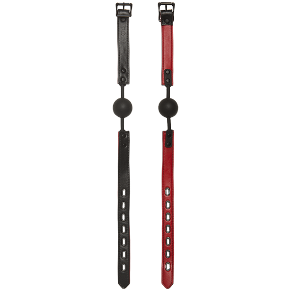 Kink Leather & Silicone Ball Gag - Black/Red