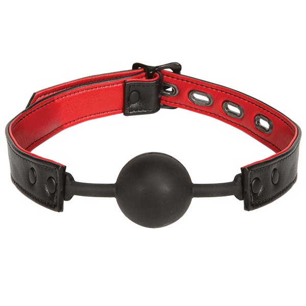 Kink Leather & Silicone Ball Gag - Black/Red