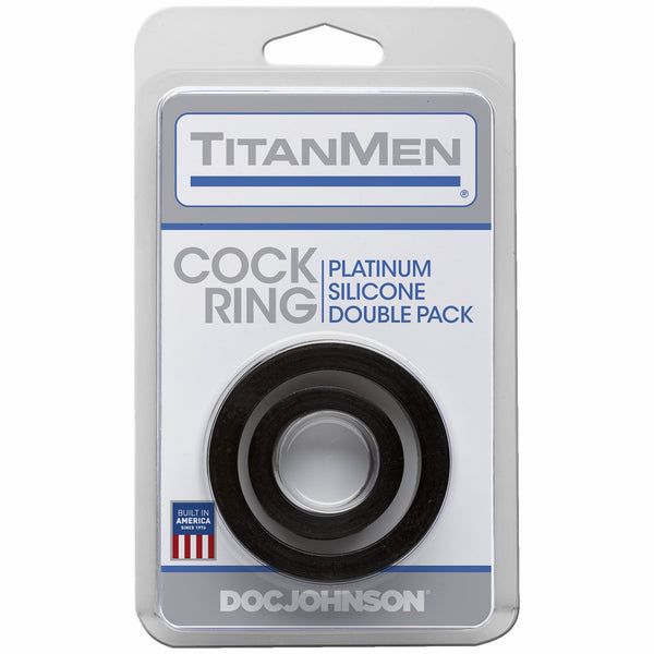 Titanmen Platinum Silicone Cock Ring - Black Pack of 2